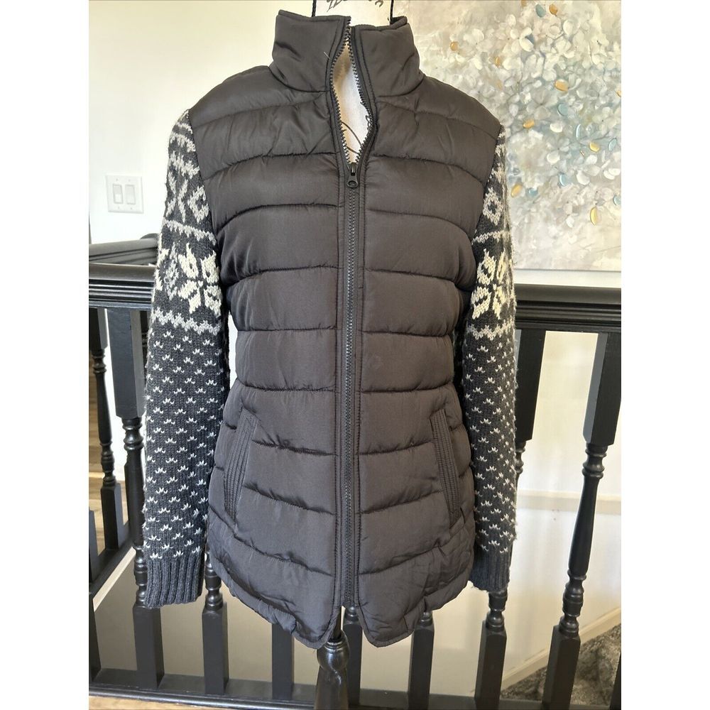 Ruff Hewn Puffer Jacket‎ With Knit Sleeves Woman's Small